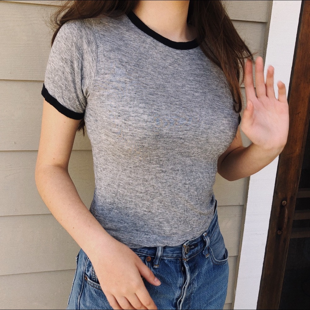 brandy melville gray ringer tee